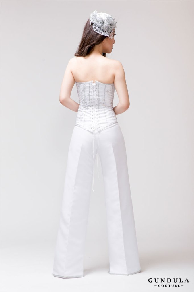 An image of Gundula Couture's 3-piece ensemble featuring corset, pants and belt.