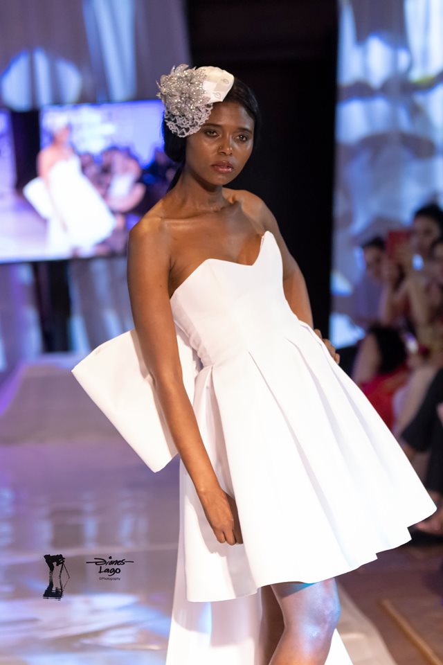An image of a gown with bow train by Gundula Hirn of Gundula Couture.