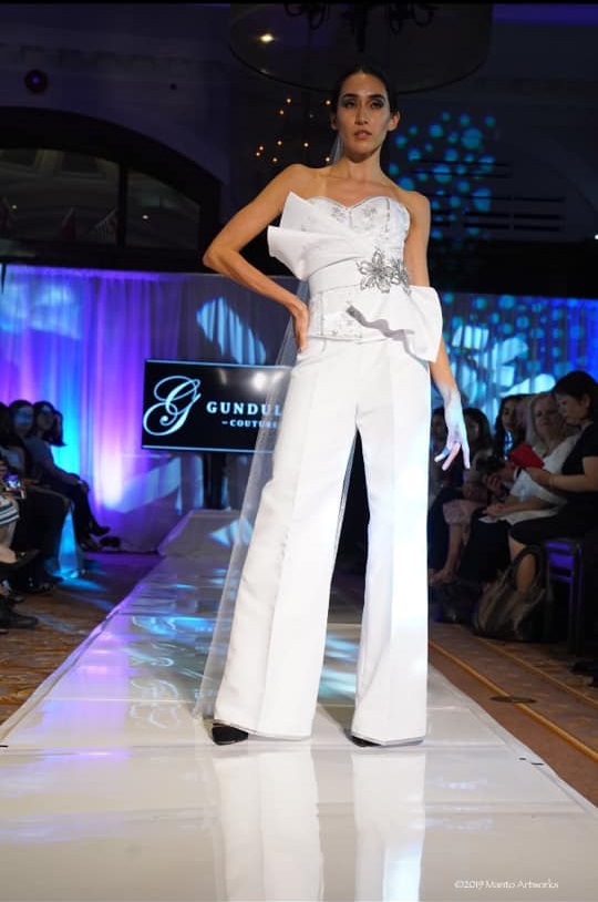 An image of a 3-piece pants ensemble by Gundula Hirn of Gundula Couture.