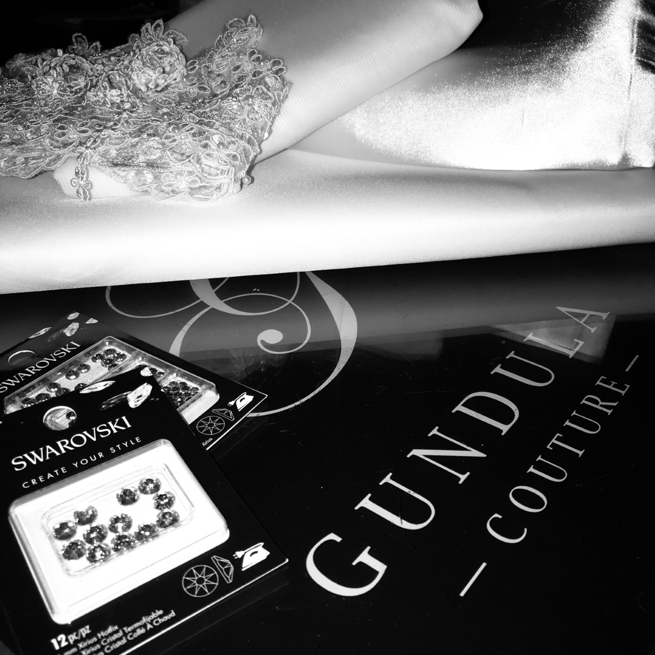 Purchased Fabrics Trims & Notions - Photographed over the Gundula Couture Logo - Photo by Gundula hirn